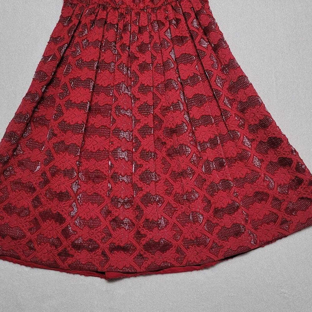 Anthropologie Moulinette Soeurs Rubied Lace Dress Fit & Flare Pleated Mini Dress - Picture 5 of 13